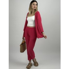 Betimoda Kadın Pantolonlu Alt Üst Ikili Kimono Takım Rahat Kalıp