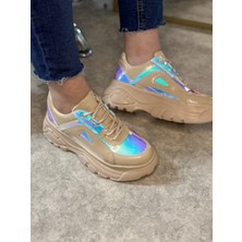 İmershoes  Günlük Kadın Spor Ayakkabı Yüksek Taban 6 cm Sneaker Siyah - Beyaz - Bej - Rugan - Süet 001
