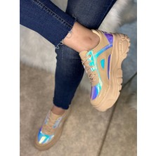İmershoes  Günlük Kadın Spor Ayakkabı Yüksek Taban 6 cm Sneaker Siyah - Beyaz - Bej - Rugan - Süet 001