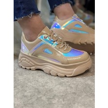 İmershoes  Günlük Kadın Spor Ayakkabı Yüksek Taban 6 cm Sneaker Siyah - Beyaz - Bej - Rugan - Süet 001