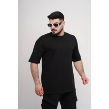 Estola Erkek Over Size Basic Sade T-SHIRT%100 Pamuklu Kalın Dokulu Kumaş Bisiklet Yaka