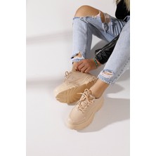 İmershoes  Günlük Kadın Spor Ayakkabı Yüksek Taban 6 cm Sneaker Siyah - Beyaz - Bej - Rugan - Süet 001