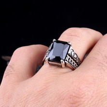 Takı925 Zirkon Taşlı Örgü Model 925 Ayar Gümüş Erkek Yüzük