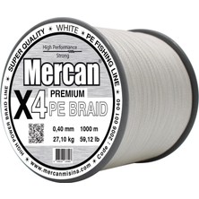 Mercan Pe Örgü Premium 4x Ip  1000 M Beyaz  Misina