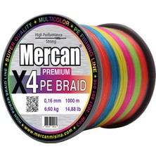 Mercan Pe Örgü Premium 4x Ip   1000 M Multi Colour  Misina
