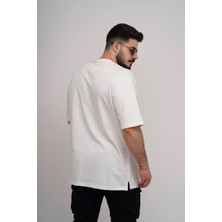 Estola Erkek Over Size Basic Sade T-SHIRT%100 Pamuklu Kalın Dokulu Kumaş Bisiklet Yaka