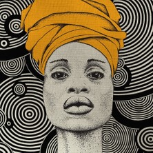 Afrika Yerli Kadın Görseli gri ve siyah Tonlarda Kanvas Tablo 50 x 70