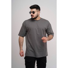 Estola Erkek Over Size Basic Sade T-SHIRT%100 Pamuklu Kalın Dokulu Kumaş Bisiklet Yaka