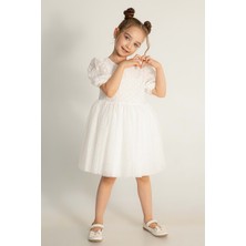 Hopi Kids Bisiklet Yaka Fisto Üst Tütü Etekli Kız Elbise  - 4-5 Yaş