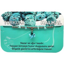 Gümüş Hediye Al Makrome Örgülü Natural Kesim Turkuaz Doğaltaş Halhal