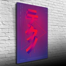 Lacivert ve Kırmızı Renklerde Japonca Poster Kanvas Tablo 50 x 70