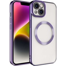 Cupcase Apple iPhone 14 Uyumlu Magsafe Wireless Şarj Özellikli Zore Setro Silikon-Derin Mor