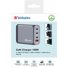 Verbatim Gan Charger 100W 4 ü 1 Arada Şarj Başlığı