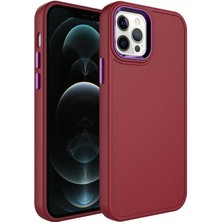 Cupcase Apple iPhone 12 Pro Max Uyumlu Metal Çerçeve ve Buton Tasarımlı Sert Zore Botox Kapak-Koyu Mor