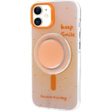 Cupcase Apple iPhone 11 Magsafe Şarj Özellikli Tak-Çıkar Pop Soketli Tiktok Kapak-Turuncu