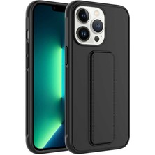 Cupcase Apple iPhone 13 Pro Uyumlu Zore Qstand Kapak-Siyah