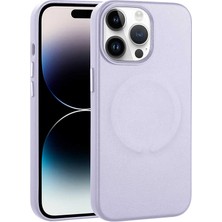 Cupcase Apple iPhone 14 Pro Uyumlu Pu Deri Magsafe Wireless Şarj Özellikli Zore Derix Kapak-Lila