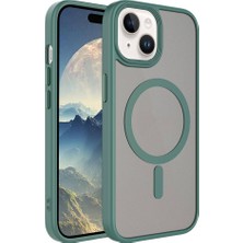 Cupcase Apple iPhone 15 Plus Uyumlu Mat Arka Yüzey Wireless Şarj Özellikli Zore Flet Magsafe Kapak-Yeşil