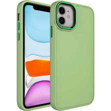 Cupcase Apple iPhone 11 Uyumlu Metal Çerçeve ve Buton Tasarımlı Silikon Zore Luna Kapak-Yeşil