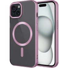 Cupcase iPhone 15 Plus Uyumlu Mat Tasarımlı Magsafe Wireless Şarj Özellikli Zore Mat Setro Kapak-Pembe