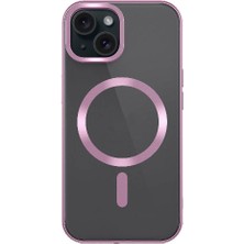 Cupcase iPhone 15 Plus Uyumlu Mat Tasarımlı Magsafe Wireless Şarj Özellikli Zore Mat Setro Kapak-Pembe