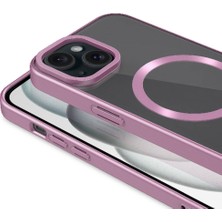 Cupcase iPhone 15 Plus Uyumlu Mat Tasarımlı Magsafe Wireless Şarj Özellikli Zore Mat Setro Kapak-Pembe