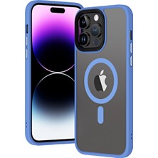 Cupcase Apple iPhone 13 Pro Max Uyumlu Wireless Şarj Özellikli Hibrit Magsafe Kapak-Açık Mavi