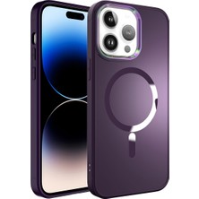 Cupcase Apple iPhone 14 Pro Uyumlu Magsafe Wireless Şarj Özellikli Zore Stil Kapak-Derin Mor