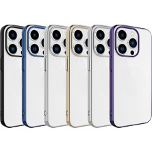 Cupcase Apple iPhone 15 Pro Uyumlu Sert Pc Renkli Çerçeveli Zore Riksos Kapak-Mavi