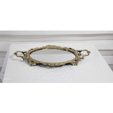 ROSABIANCACASA Pirinç Oval Aynalı Tepsi 42CM.