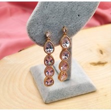 Rahshine Damla Model Zirkon Taşlı Sallantılı Xuping Küpe 4.5 cm | Damgalı Taşlı Xuping Küpe