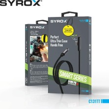 Syrox C131TT 60W Type-C  Type-C 90 Derecelik Hasir Ledli Oyun Kablo Ultra Hizli Sarj & Data Kablosu