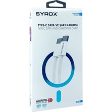 Syrox C146 60W Örgü Hasırlı  Type-C Type-C Şarj Data Kablosu