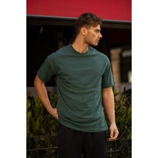 Martino Butik Erkek Bisiklet Yaka Düz Basic Baskısız Oversize Salas T-Shirt