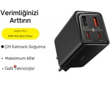 Baseus 4in1 Gan 6 Pro 65W 2x Usb, 2x Pd Type C Şarj Aleti, 1mt 100W Type C Kablolu Şarj Aleti, Voltaj Korumalı