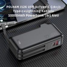 Polham Hc 2in1 Dahili Type-C ve Iphone Kablolu 22.5W 10000 Mah Powerbank ve Priz Girişli Şarj Aleti