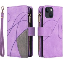 Mays Boutique IPhone 14 Için Kılıf Kart Yuvası ile Iki Renkli Dikiş Kickstand Koruyucu (Yurt Dışından)