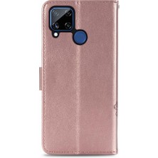 Mays Boutique Realme C15 Zarif Iş Dört Yapraklı Yonca Flip Kapak Için Kılıf Kısa (Yurt Dışından)