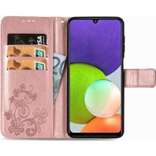 Mays Boutique Samsung Galaxy A22 4g Dört Yapraklı Yonca Deri Kılıf Kısa Kayış (Yurt Dışından)