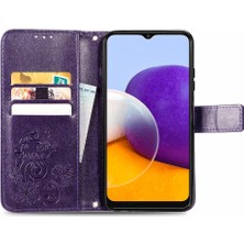 Mays Boutique Samsung Galaxy A22 5g Için Kılıf Zarif Iş Dört Yapraklı Yonca Deri (Yurt Dışından)