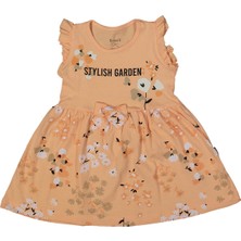 by BebekOdam Kız Çocuk Somon Çiçek Desenli Elbise