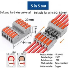 Koodmax 10 Adet Hızlı Kablo Ekleme Birleştirme Konnektörü - Beşli Klemens - Bağlantı Kesme Özellikli
