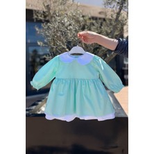 Bertuğ Bebek Dantel Detaylı Kız Çocuk Bebek Uzun Kol Bebe Yaka Elbise