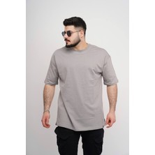 Estola Erkek Over Size Basic Sade T-SHIRT%100 Pamuklu Kalın Dokulu Kumaş Bisiklet Yaka