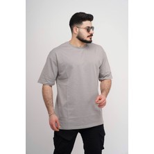 Estola Erkek Over Size Basic Sade T-SHIRT%100 Pamuklu Kalın Dokulu Kumaş Bisiklet Yaka