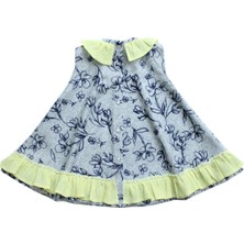 Bertuğ Bebek Fırfır Detaylı Kolsuz Gri Sarı Kız Çocuk Bebek Elbise