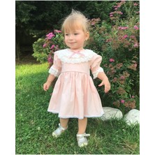 Bertuğ Bebek Dantel Yaka Detaylı Pembe Kız Çocuk Bebek Elbise