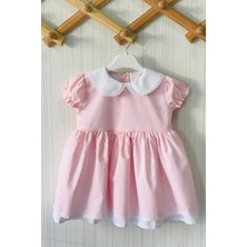 Bertuğ Bebek Dantel Detaylı Bebe Yaka Açık Pembe Kız Çocuk Bebek Tasarım Elbise
