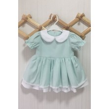 Bertuğ Bebek Su Yeşili Bebe Yaka Poplin Kız Çocuk Bebek Elbise