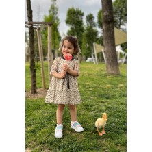 Bertuğ Bebek Siyah Kurdele Detaylı Çiçekli Şifon Tüllü Kız Çocuk Bebek Elbise